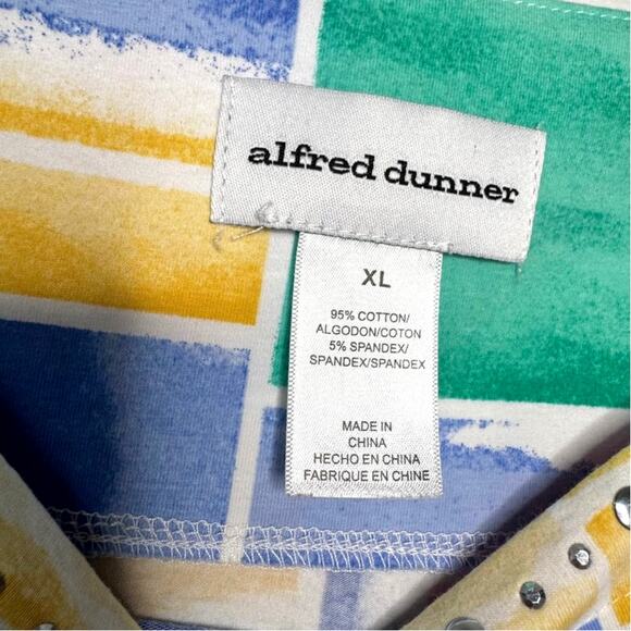 Alfred Dunner Wms XL Colorful Rectangular Pattern Embellished Square Neck Top0 - Picture 3 of 7